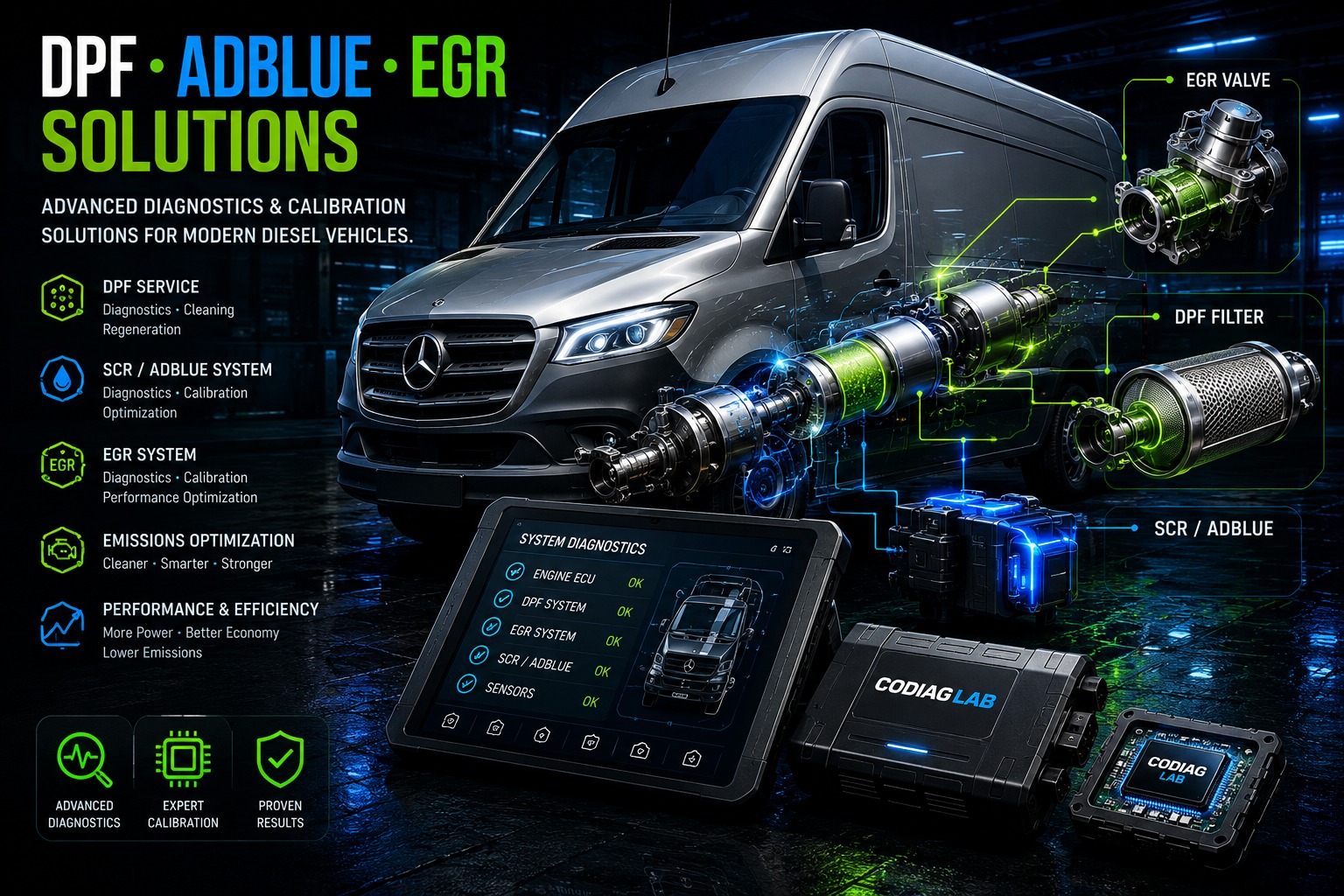 DPF AdBlue EGR Diesel-System Lösungen Karte